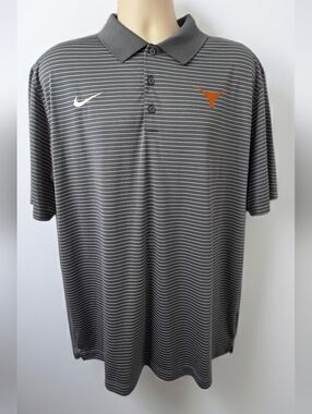 723. Nike Texas Longhorns Charcoal Striped Dri-FIT Performance Polo XL